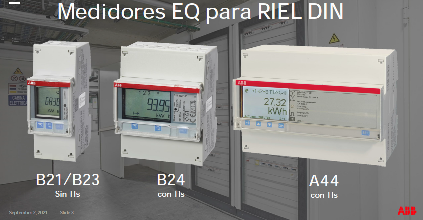 Medidores EQ para riel DIN — series B21/B23, B24 y A44