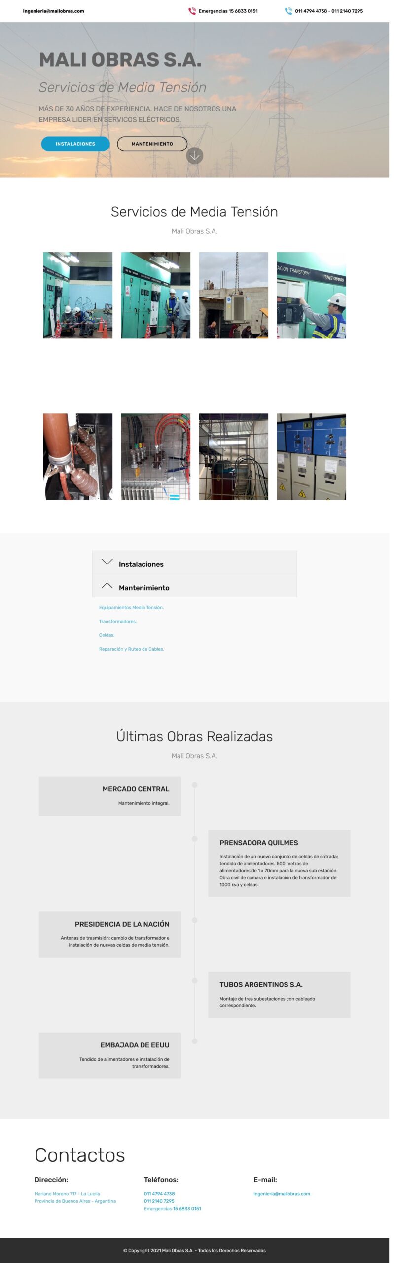 Subestación de media tensión en ejecución